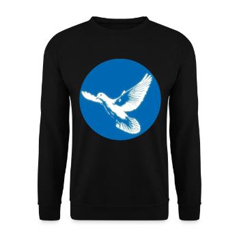 Colombe blanche brillante de paix dans un cercle bleu - Sweat-shirt Unisexe - noir - Devant - Alina (178cm) & Michal (187cm)