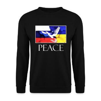 PEACE Russland Ukraine Friedenstaube - Unisex Pullover - Schwarz - Vorne - Alina (178cm) & Michal (187cm)