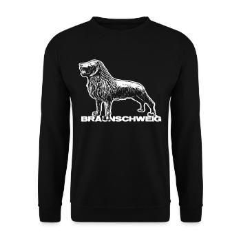 Braunschweiger Löwe T-Shirt Sticker Geschenkidee - Unisex Pullover - Schwarz - Vorne - Alina (178cm) & Michal (187cm)