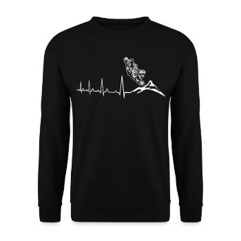 Mountain Bike Downhill Heartbeat - Unisex Sweatshirt - black - Front - Alina (178cm) & Michal (187cm)