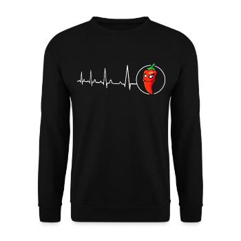 Heartbeat Chili Pepper Chili Pepper cook hot - Unisex Sweatshirt - black - Front - Alina (178cm) & Michal (187cm)