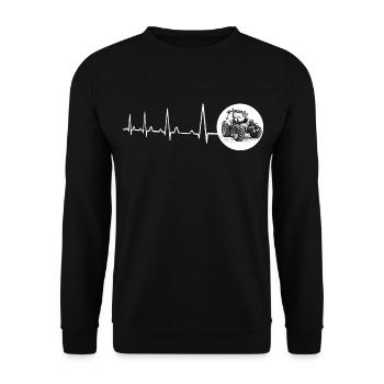 Battement de cœur avec tracteur circulaire blanc - Sweat-shirt Unisexe - noir - Devant - Alina (178cm) & Michal (187cm)