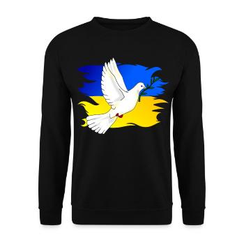 Ukraine Flagge in Landesfarben und Friedenstaube - Unisex Pullover - Schwarz - Vorne - Alina (178cm) & Michal (187cm)