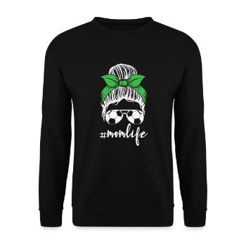 Vie de maman de football, Bandan de lunettes de soleil en chignon en désordre, - Sweat-shirt Unisexe - noir - Devant - Alina (178cm) & Michal (187cm)