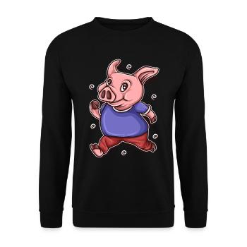 Pig Pig Tshirt Kids Sweet Gift - Sweat-shirt Unisexe - noir - Devant - Alina (178cm) & Michal (187cm)