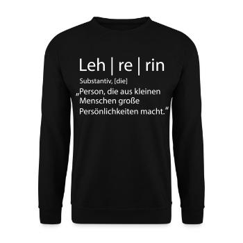 Lehrerin - Unisex Pullover - Schwarz - Vorne - Alina (178cm) & Michal (187cm)