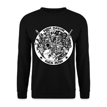 IDI NAHUJ - FUCK POUTINE - Sweat-shirt Unisexe - noir - Devant - Alina (178cm) & Michal (187cm)