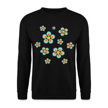 Fleur Bleu Clair Bleu Fleur Fleurs Bleu Rouge Hippie - Sweat-shirt Unisexe - noir - Devant - Alina (178cm) & Michal (187cm)