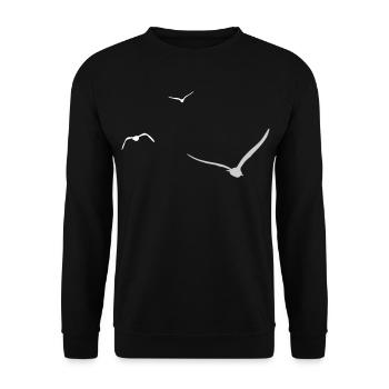 Trois mouettes | Mouette | Couleurs réglables - Sweat-shirt Unisexe - noir - Devant - Alina (178cm) & Michal (187cm)