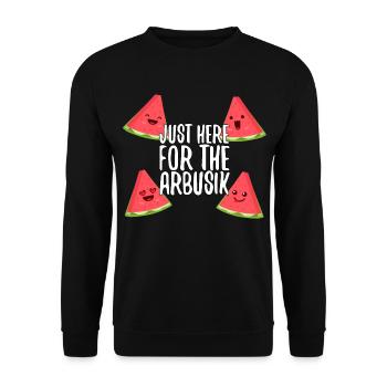 Seulement ici à cause du cadeau de la pastèque - Sweat-shirt Unisexe - noir - Devant - Alina (178cm) & Michal (187cm)