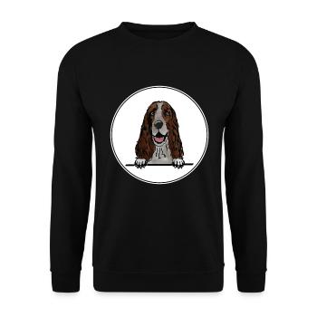 Englisch Springer Spaniel Hund für Peeking Dog Lover - Unisex Pullover - Schwarz - Vorne - Alina (178cm) & Michal (187cm)
