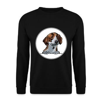 Drever Dog für Peeking Dog Lovers - Unisex Pullover - Schwarz - Vorne - Alina (178cm) & Michal (187cm)