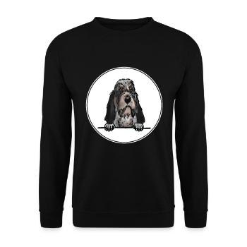 Griffon Bleu de Gascogne Hund für Peeking Dog Lover - Unisex Pullover - Schwarz - Vorne - Alina (178cm) & Michal (187cm)