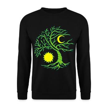 Baum des Lebens Sonne und Mond - Unisex Pullover - Schwarz - Vorne - Alina (178cm) & Michal (187cm)