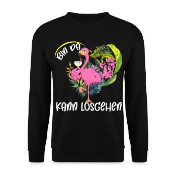 Flamingo Cocktail im Dschungel - Unisex Pullover - Schwarz - Vorne - Alina (178cm) & Michal (187cm)