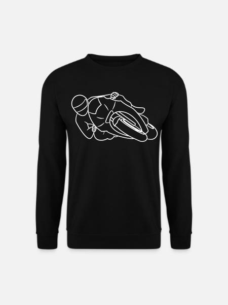 Rennmotorrad in Schräglage - von vorne, hell - Unisex Pullover - Schwarz