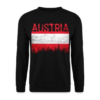 Australischer Flaggenstil mit city Silhouette - Unisex Pullover - Schwarz - Vorne - Alina (178cm) & Michal (187cm)