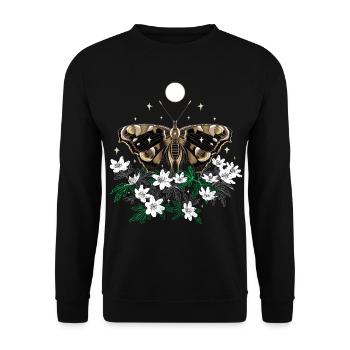Moth Moth with bush anemones - Unisex Sweatshirt - black - Front - Alina (178cm) & Michal (187cm)