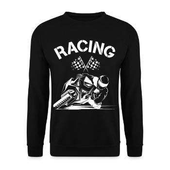 racing moto bike biker gp Motorrad race Symbol - Unisex Pullover - Schwarz - Vorne - Alina (178cm) & Michal (187cm)