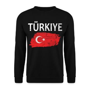 Turkey Flag Türkiye Flag - Unisex Sweatshirt - black - Front - Alina (178cm) & Michal (187cm)