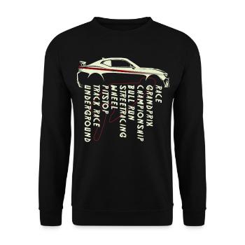 Motorsport Renn - Unisex Pullover - Schwarz - Vorne - Alina (178cm) & Michal (187cm)