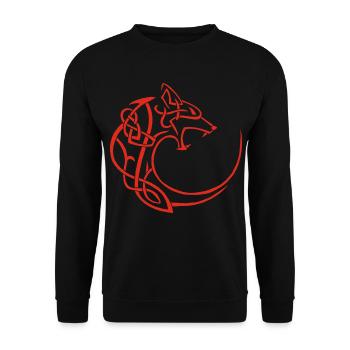 Roter Mondwolf - Unisex Pullover - Schwarz - Vorne - Alina (178cm) & Michal (187cm)
