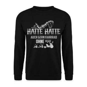 Hätte Hätte auch gern Fahrrad ohne Kette - Unisex Pullover - Schwarz - Vorne - Alina (178cm) & Michal (187cm)