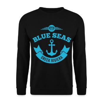 Blue Seas Greek Riviera - Unisex Sweatshirt - black - Front - Alina (178cm) & Michal (187cm)