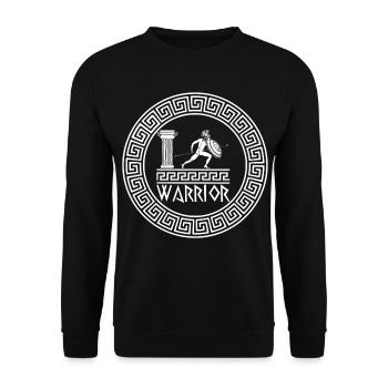 Antiker griechischer Krieger (weiß) - Unisex Pullover - Schwarz - Vorne - Alina (178cm) & Michal (187cm)