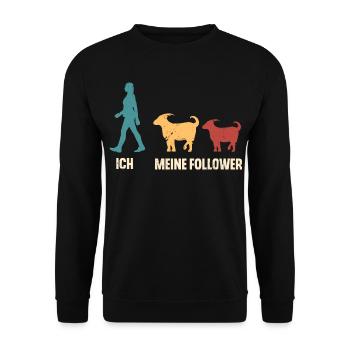 Ziege Hirte Ziegen - Unisex Pullover - Schwarz - Vorne - Alina (178cm) & Michal (187cm)