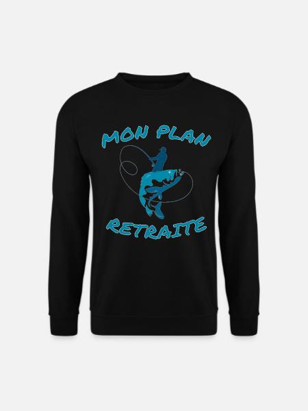 Pêcheur et Grand Brochet Illustration - Sweat-shirt Unisexe - noir