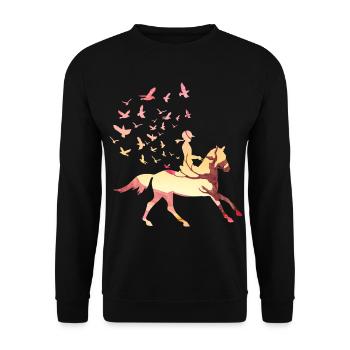 Équitation Oiseaux Nature Filles Femmes Chevaux - Sweat-shirt Unisexe - noir - Devant - Alina (178cm) & Michal (187cm)