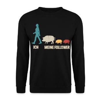 Schwein Landwirtin Ich Und Meine Follower - Unisex Pullover - Schwarz - Vorne - Alina (178cm) & Michal (187cm)