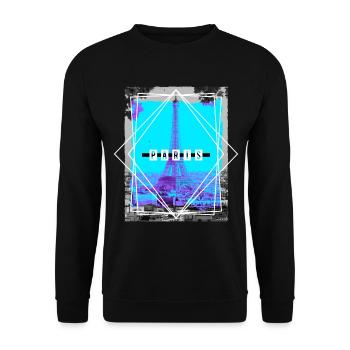 Paris France City Skyline Home Love - Unisex Sweatshirt - black - Front - Alina (178cm) & Michal (187cm)