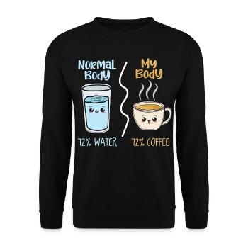 72% Coffee Body – Kawaii Kaffee Humor - Unisex Pullover - Schwarz - Vorne - Alina (178cm) & Michal (187cm)
