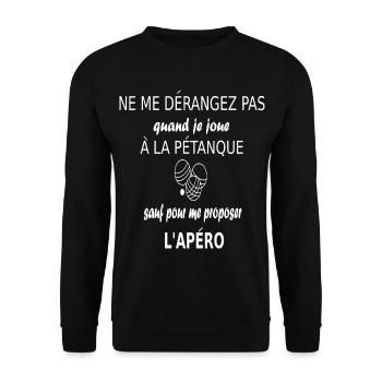 Pétanque, PETANQUE, pétanque boules, BOULES CADEAU - Sweat-shirt Unisexe - noir - Devant - Alina (178cm) & Michal (187cm)