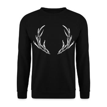 Hirsch Geweih Wild - Unisex Pullover - Schwarz - Vorne - Alina (178cm) & Michal (187cm)