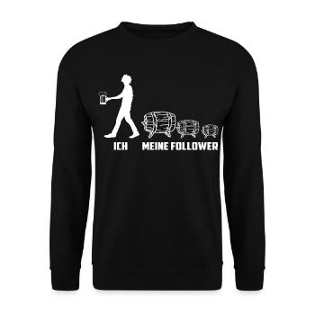 Meine Bierfass Follower - Unisex Pullover - Schwarz - Vorne - Alina (178cm) & Michal (187cm)