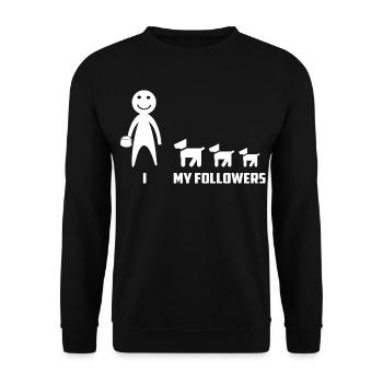 Funny Dog Followers - Unisex Sweatshirt - black - Front - Alina (178cm) & Michal (187cm)