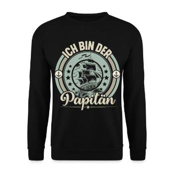 Papitän Vater Papa Segeln Segler Segelboot - Unisex Pullover - Schwarz - Vorne - Alina (178cm) & Michal (187cm)