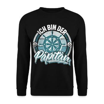 Papitän Vater Papa Segeln Segler Segelboot - Unisex Pullover - Schwarz - Vorne - Alina (178cm) & Michal (187cm)