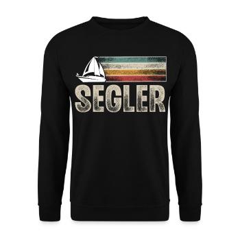 Segeln Segler Segelboot Retro Vintage - Unisex Pullover - Schwarz - Vorne - Alina (178cm) & Michal (187cm)