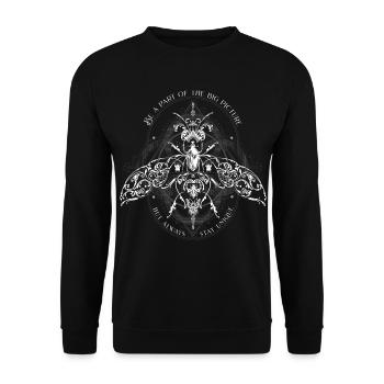 Insekten Muster Psychedelisch Bug Pattern - Unisex Pullover - Schwarz - Vorne - Alina (178cm) & Michal (187cm)