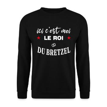 Ici c'est moi le roi du bretzel spécialité Alsace - Sweat-shirt Unisexe - noir - Devant - Alina (178cm) & Michal (187cm)