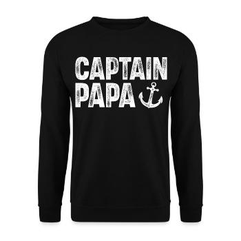 Kapitän Papa Boot Motorboot Segeln Segler - Unisex Pullover - Schwarz - Vorne - Alina (178cm) & Michal (187cm)