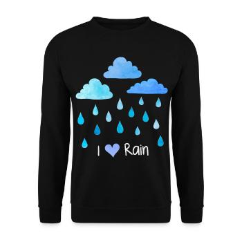 J’aime la pluie, les gouttes de pluie, les nuages météorologiques, l’humidité - Sweat-shirt Unisexe - noir - Devant - Alina (178cm) & Michal (187cm)