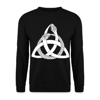 Weiße Schlangen und keltisches Symbol - Unisex Pullover - Schwarz - Vorne - Alina (178cm) & Michal (187cm)