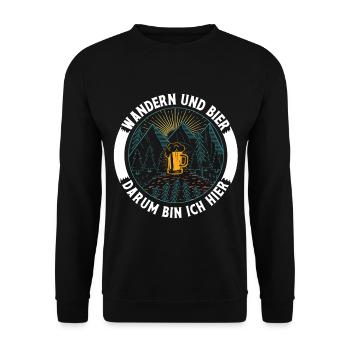 Wandern Und Bier Darum Bin Ich Hier - Unisex Pullover - Schwarz - Vorne - Alina (178cm) & Michal (187cm)