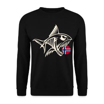 Norwegen Angeln Angler Angeltour - Unisex Pullover - Schwarz - Vorne - Alina (178cm) & Michal (187cm)