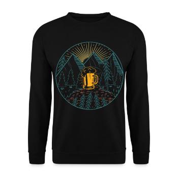 Berge Bier Wandern Bergsteigen - Unisex Pullover - Schwarz - Vorne - Alina (178cm) & Michal (187cm)